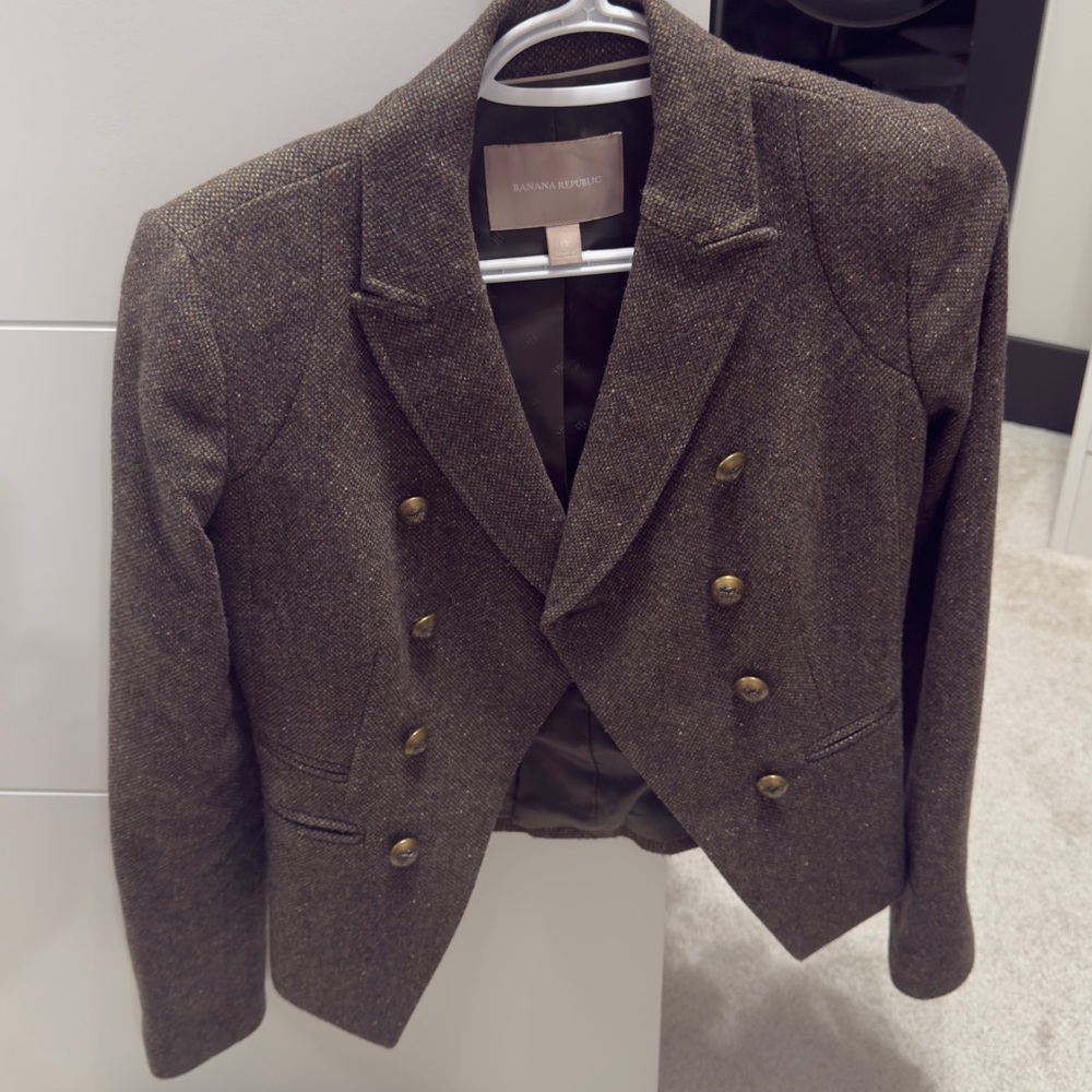 Banana Republic Women's Double-Breasted Brown Blazer